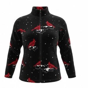 Black Mountain Outdoor Womens Cardinal Fleece Jacket Black Red Mock Neck Size‎ M
